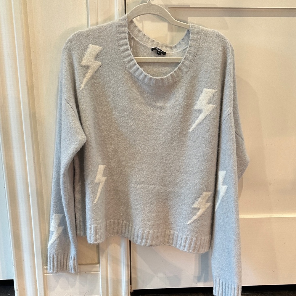 Rails Light Gray Sweater with White Lightning Bolts